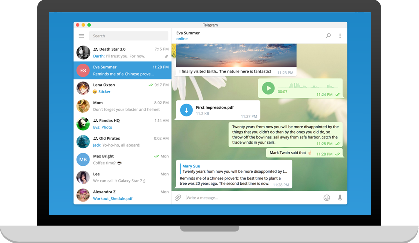 telegram windows客户端界面截图